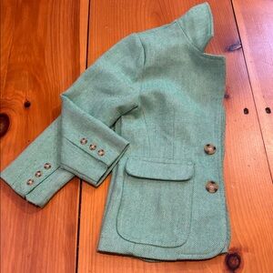 BELLA BLISS 5T Green Herringbone Wool Blazer Jacket Lined